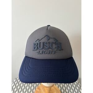 BUSCH Beer Embroidered Logo Gray & Blue Hat Cap SnapBack